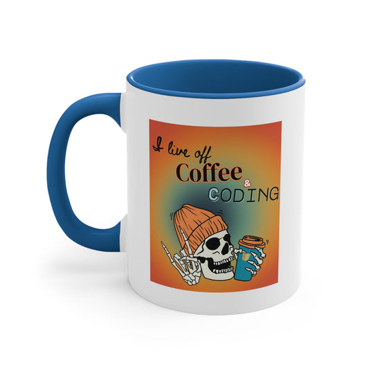 Coffee & Coding Skull Coffee Mug, 11oz