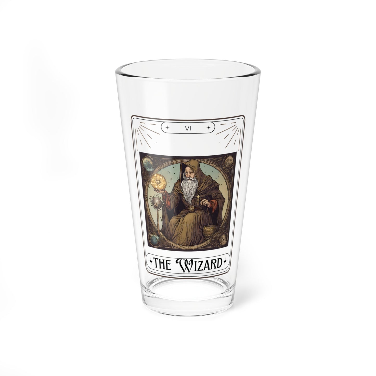 Dungeons N Dragons The Wizard Tarot Pint Glass, 16oz, DnD Nerd, Dungeon Master Gift