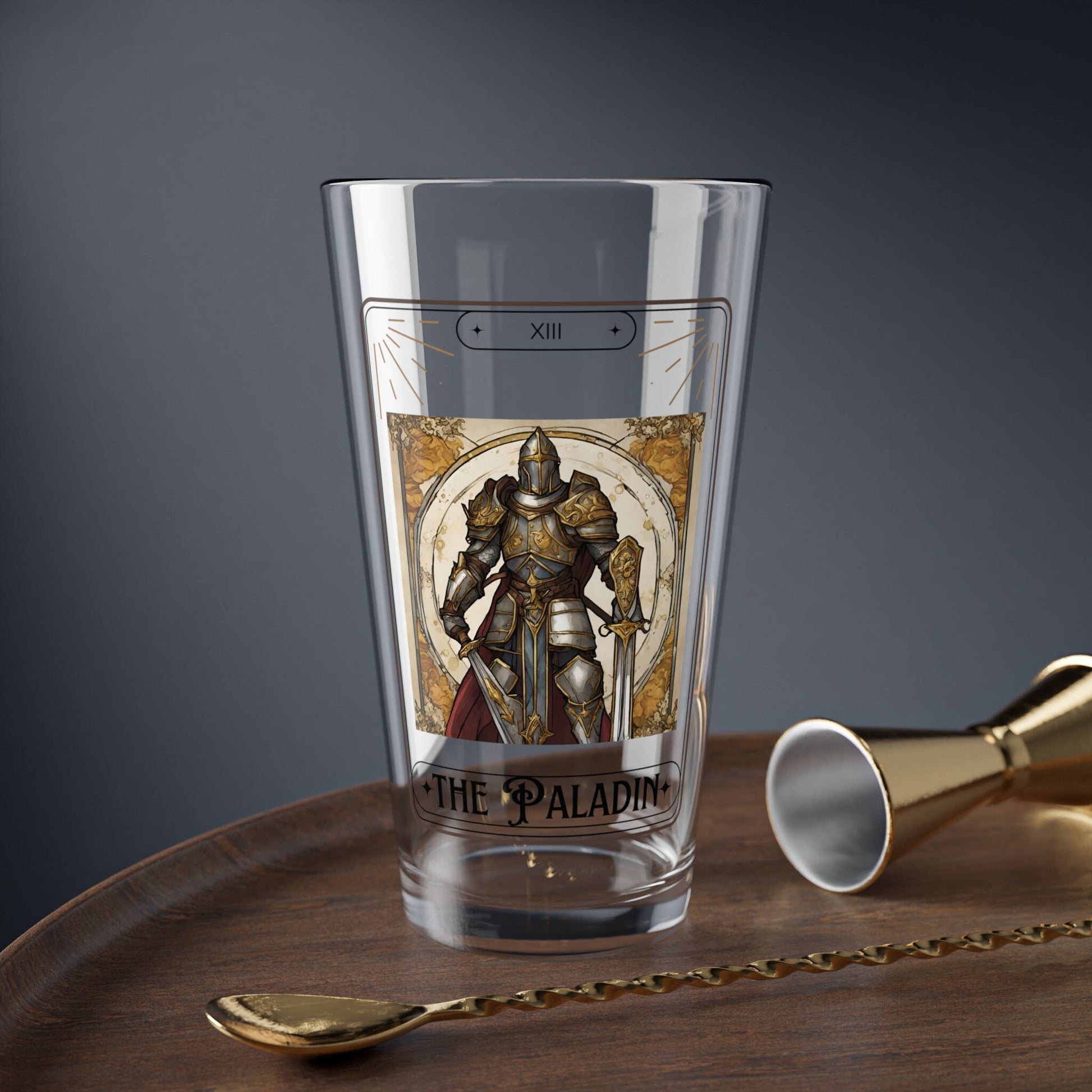 Dungeons and Dragons inspired "The Paladin" Tarot Pint Glass, 16oz, DnD Nerd, Dungeon Master Gift