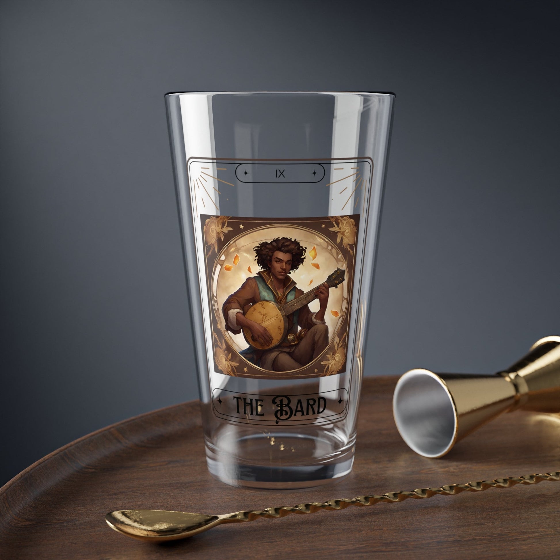 Dungeons and Dragons inspired "The Bard" Tarot Pint Glass, 16oz, DnD Nerd, Dungeon Master Gift