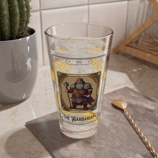 Dungeons and Dragons inspired "The Barbarian" Tarot Pint Glass, 16oz, DnD Nerd, Dungeon Master Gift