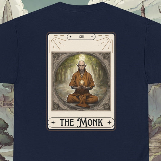 Dungeons and Dragons 'The Monk' Tarot Double Sided Shirt, Men's Women's, Class Tee for DnD, D&D Nerd Gift, Gamer Geek Gift