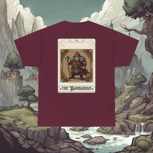 Dungeons and Dragons inspired 'The Barbarian' Tarot Double Sided Shirt, Men's Women's, Class Tee for DnD, D&D Nerd Gift, Gamer Geek Gift