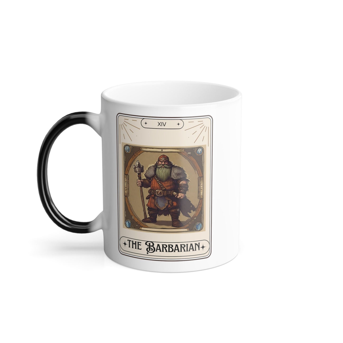 Dungeons & Dragons inspired "The Barbarian" Tarot Magical Color Changing Mug, DnD Nerd, Dungeon Master Gift, Color Morphing Mug, 11oz