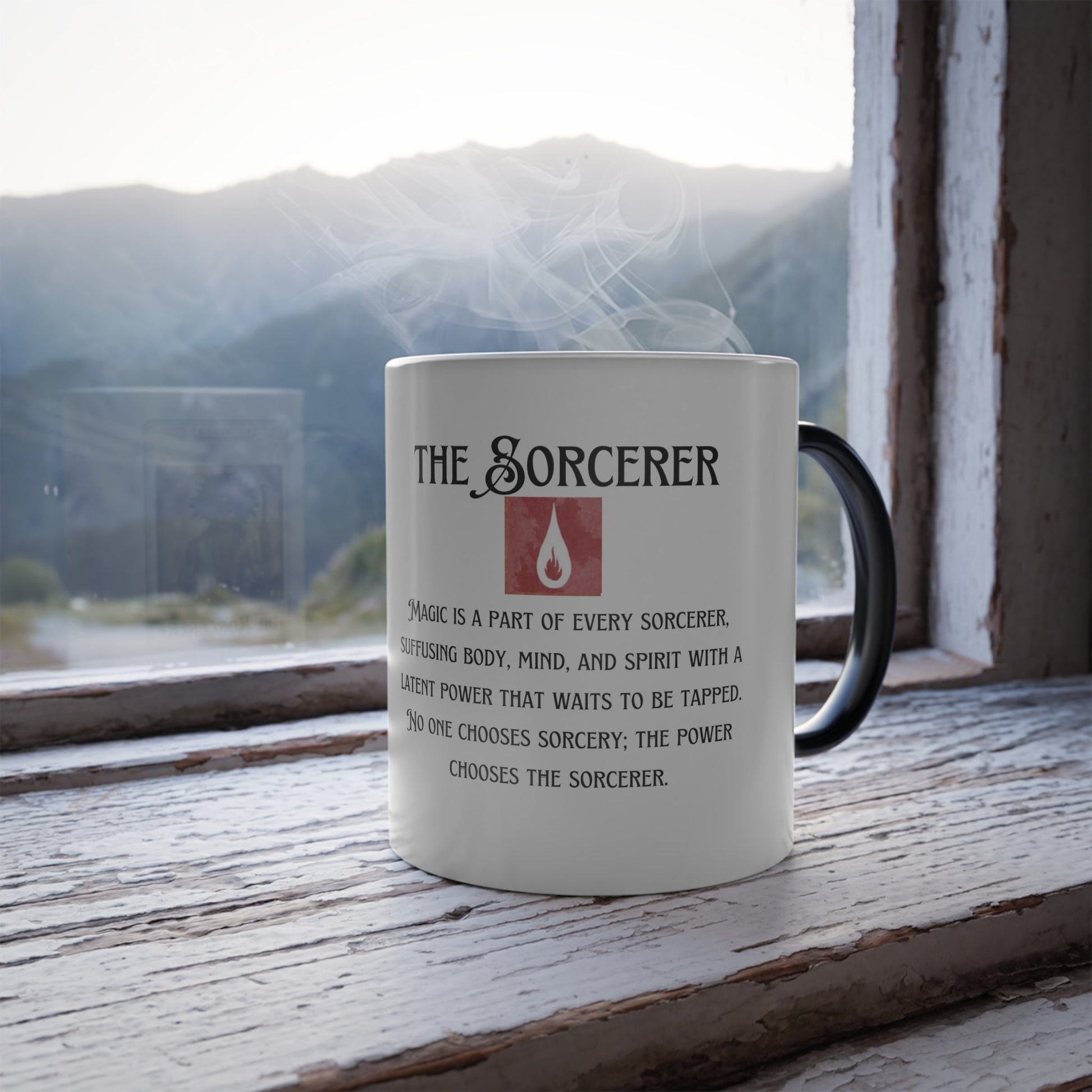 Dungeons and Dragons inspired "The Sorcerer" Tarot Magical Color Morphing Mug, 11oz, DnD Nerd, Dungeon Master Gift