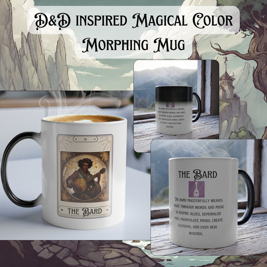 Dungeons and Dragons inspired "The Bard" Tarot Color Morphing Mug, 11oz, DnD Nerd, Dungeon Master Gift