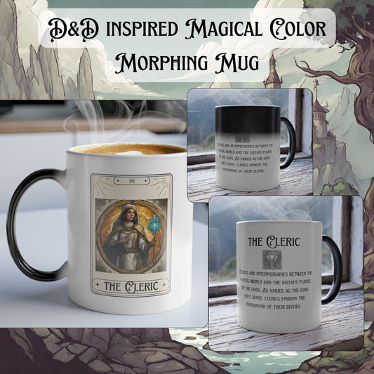 Dungeons and Dragons inspired "The Cleric" Tarot Color Morphing Mug, 11oz, DnD Nerd, Dungeon Master Gift