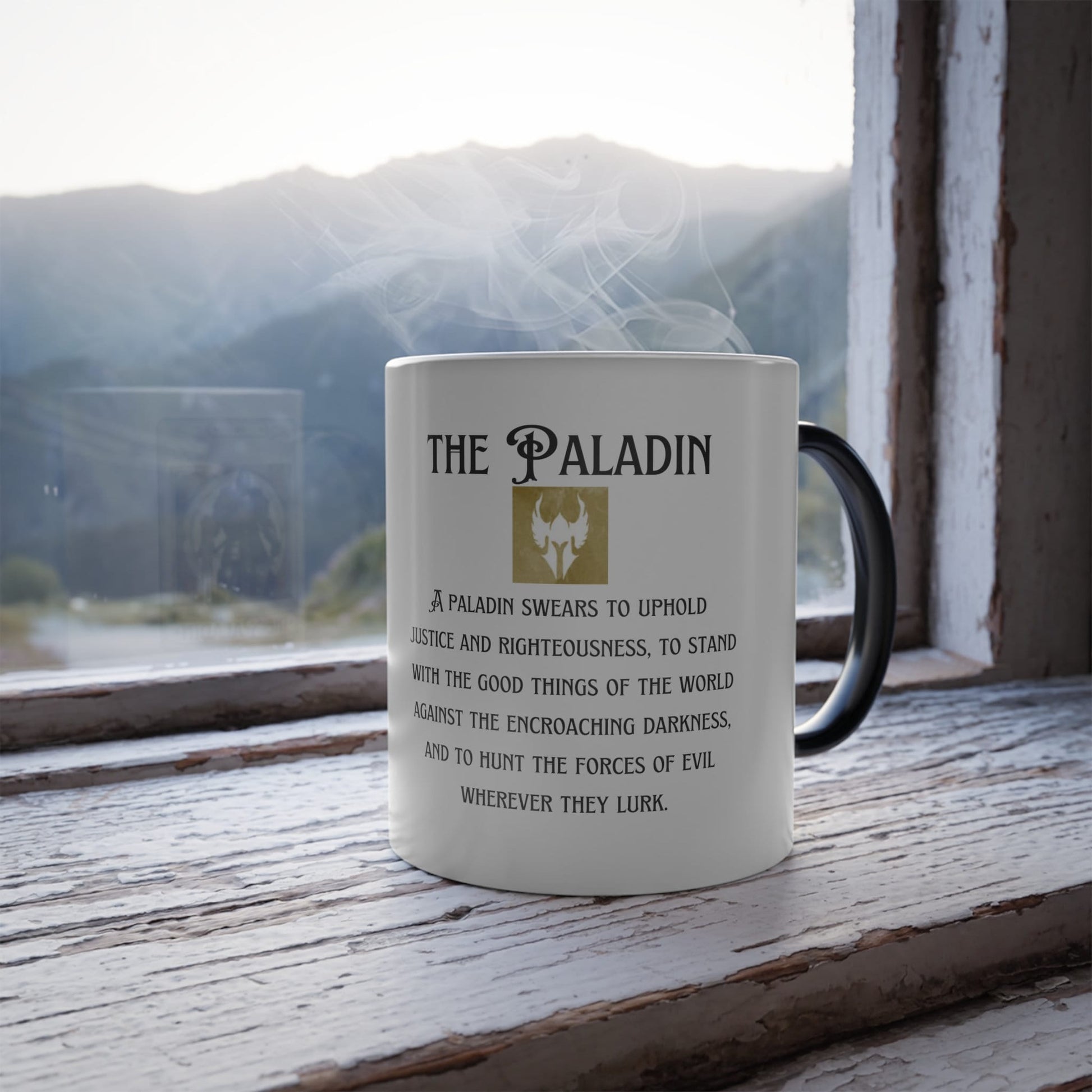 Dungeons and Dragons inspired "The Paladin" Tarot Color Morphing Mug, 11oz, DnD Nerd, Dungeon Master Gift