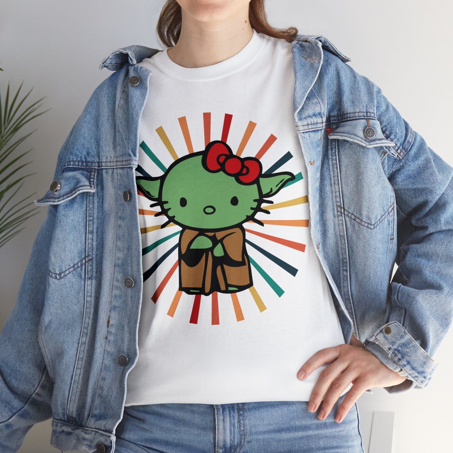 Cute Hello Kitty & Yoda Inspired Retro Graphic Tee, Gifts for Nerds, Star Wars Inspired Gifts