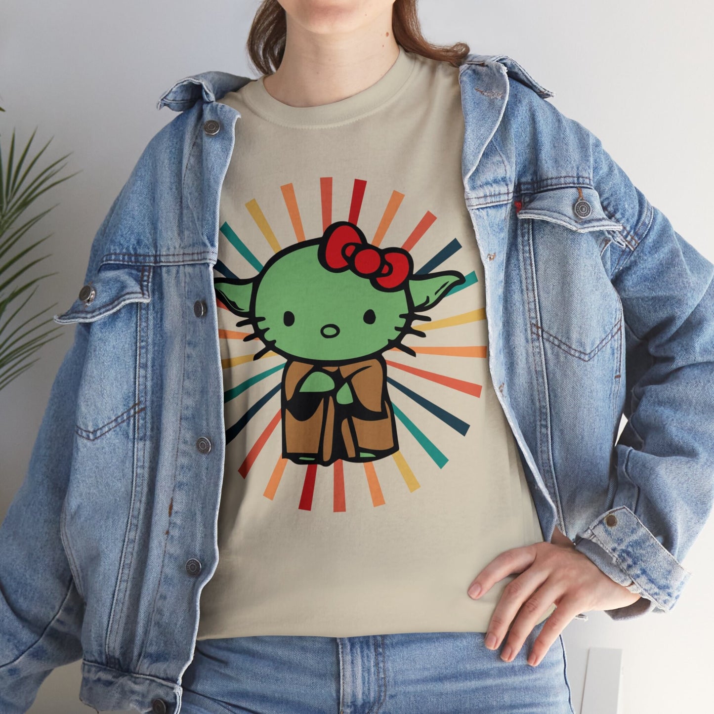 Cute Hello Kitty & Yoda Inspired Retro Graphic Tee, Gifts for Nerds, Star Wars Inspired Gifts