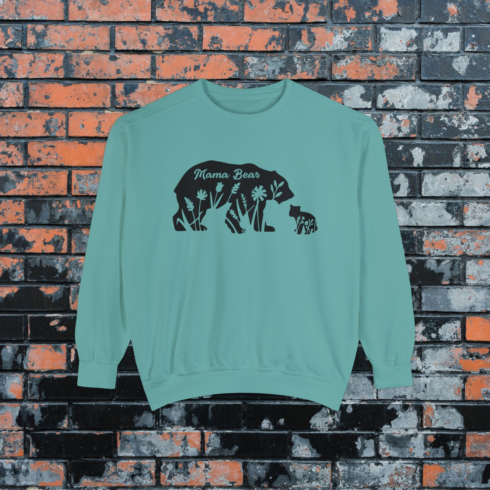 Beautiful Mama Bear & Cub Floral Inset Comfort Colors Sweatshirt, Perfect Mother's Day Gift