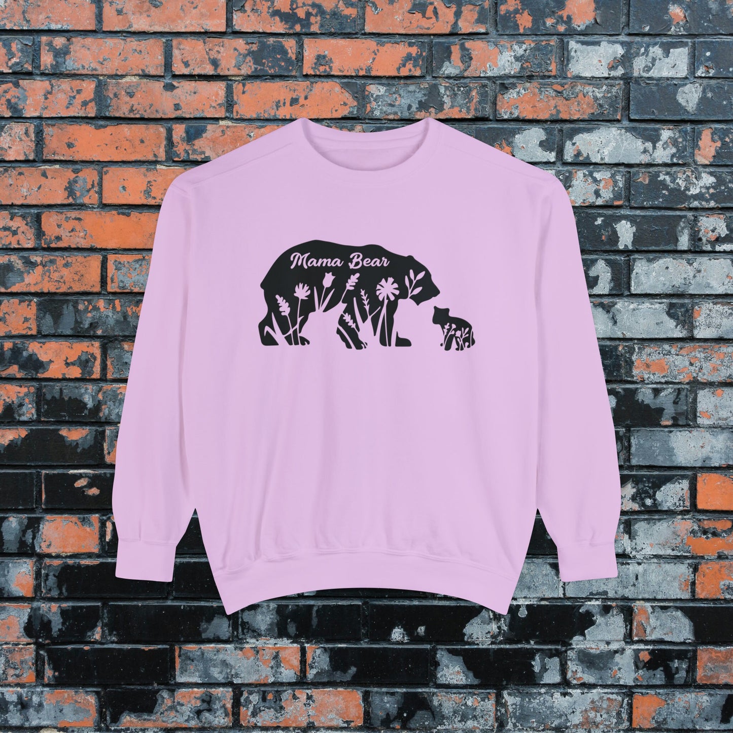 Beautiful Mama Bear & Cub Floral Inset Comfort Colors Sweatshirt, Perfect Mother's Day Gift