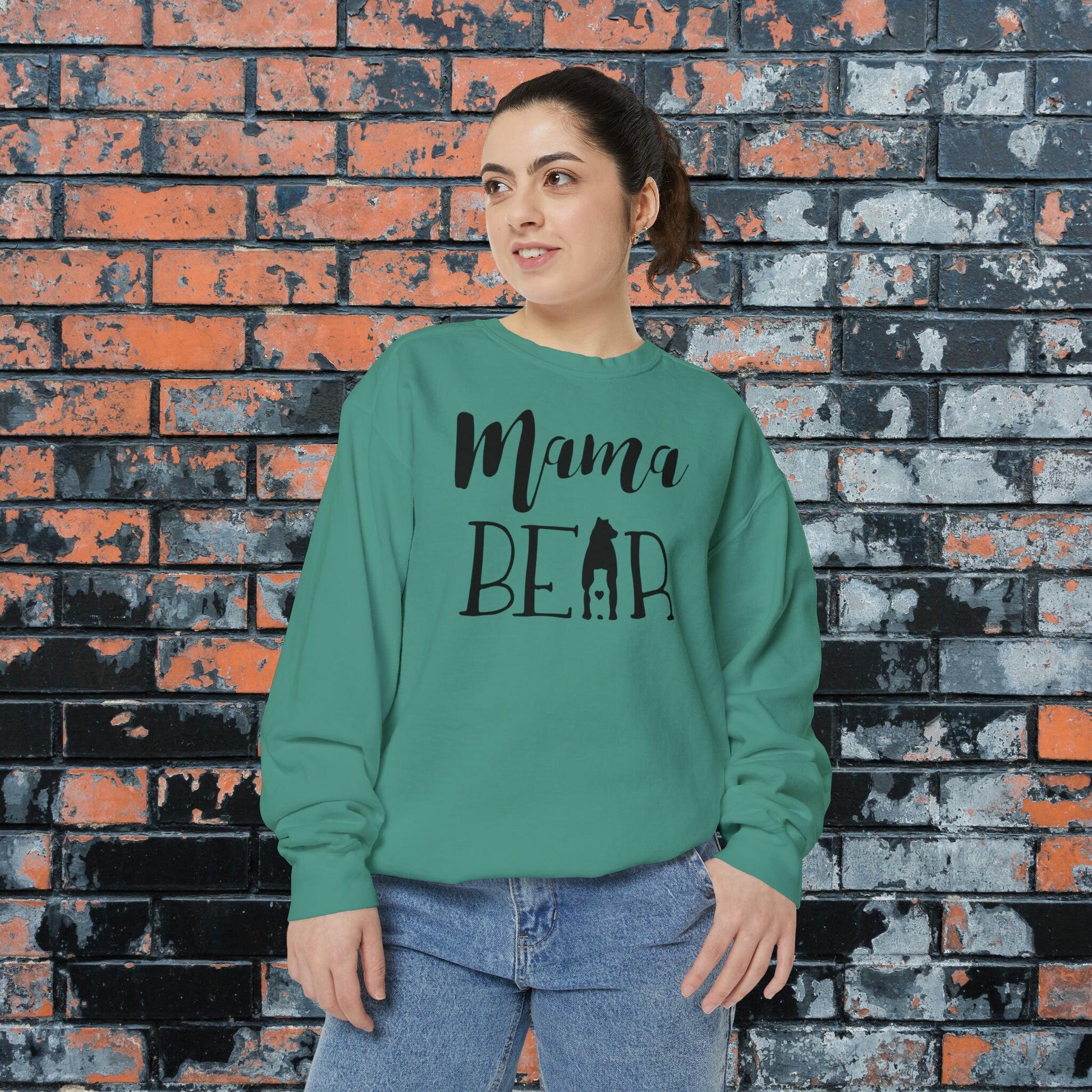 Adorable Mama Bear Sweatshirt, Cute Comfort Colors Mother's Day Bear & Cub Inset