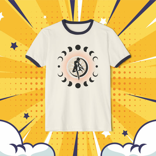 Total Solar Eclipse Sailor Moon Inspired Ringer Tee, Shirts for Cosmic Nerds, Boho Mystic Moon Anime Geeks