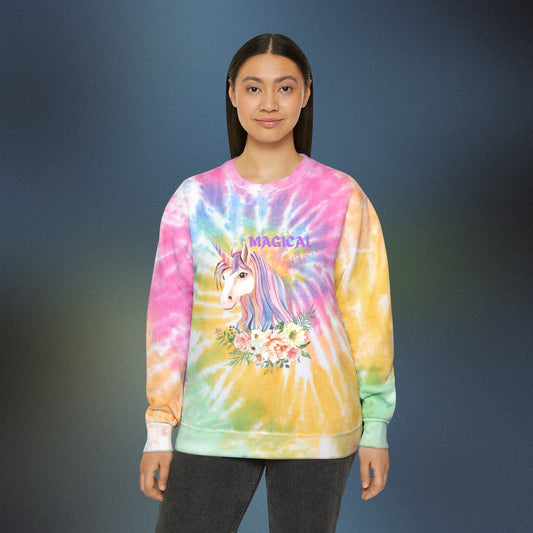 Unicorn Magical AF Tie-Dye Sweatshirt Men's Women's Teen Nerd Geek