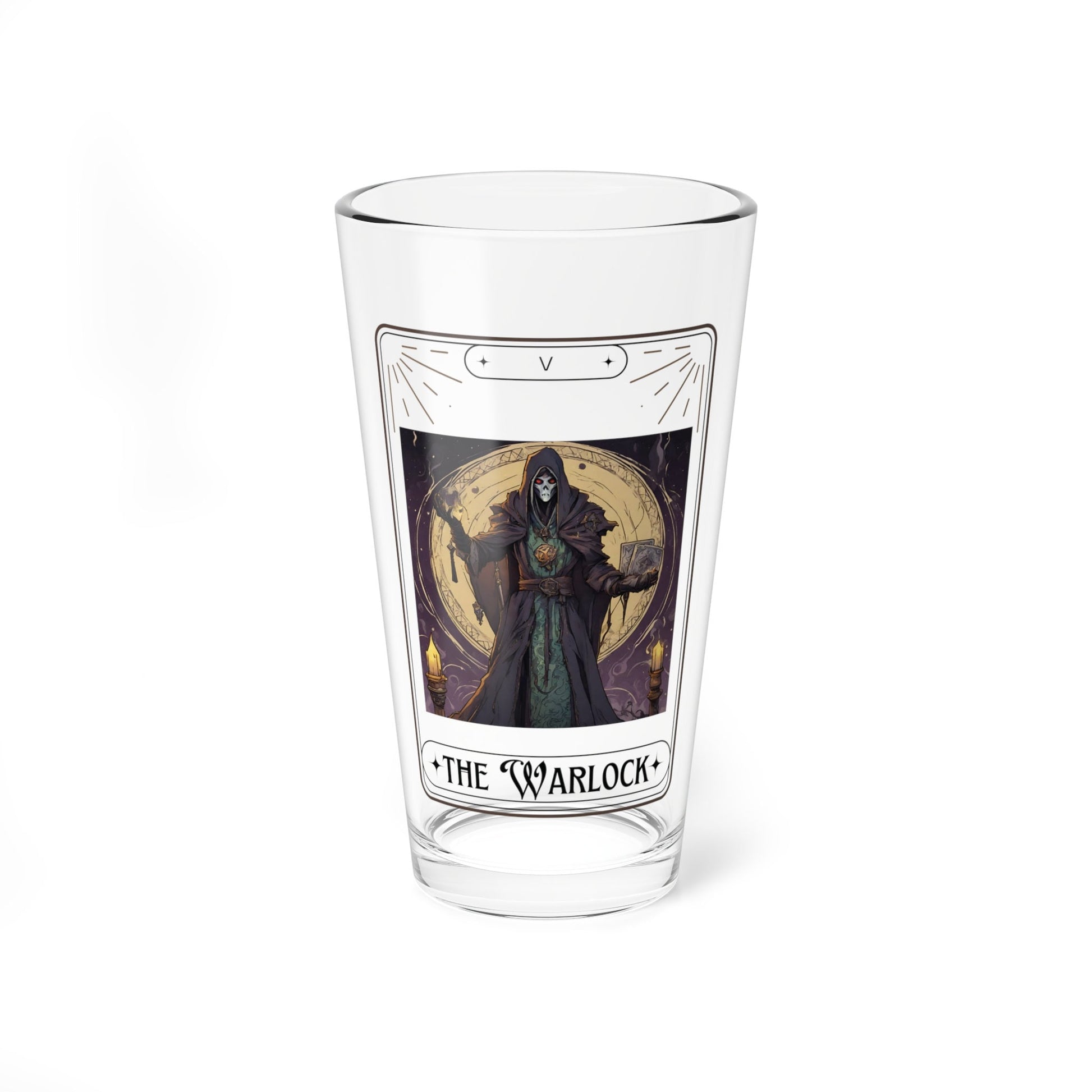 Dungeons and Dragons inspired "The Warlock Tarot Pint Glass, 16oz, DnD Nerd, Dungeon Master Gift, D&D Geek