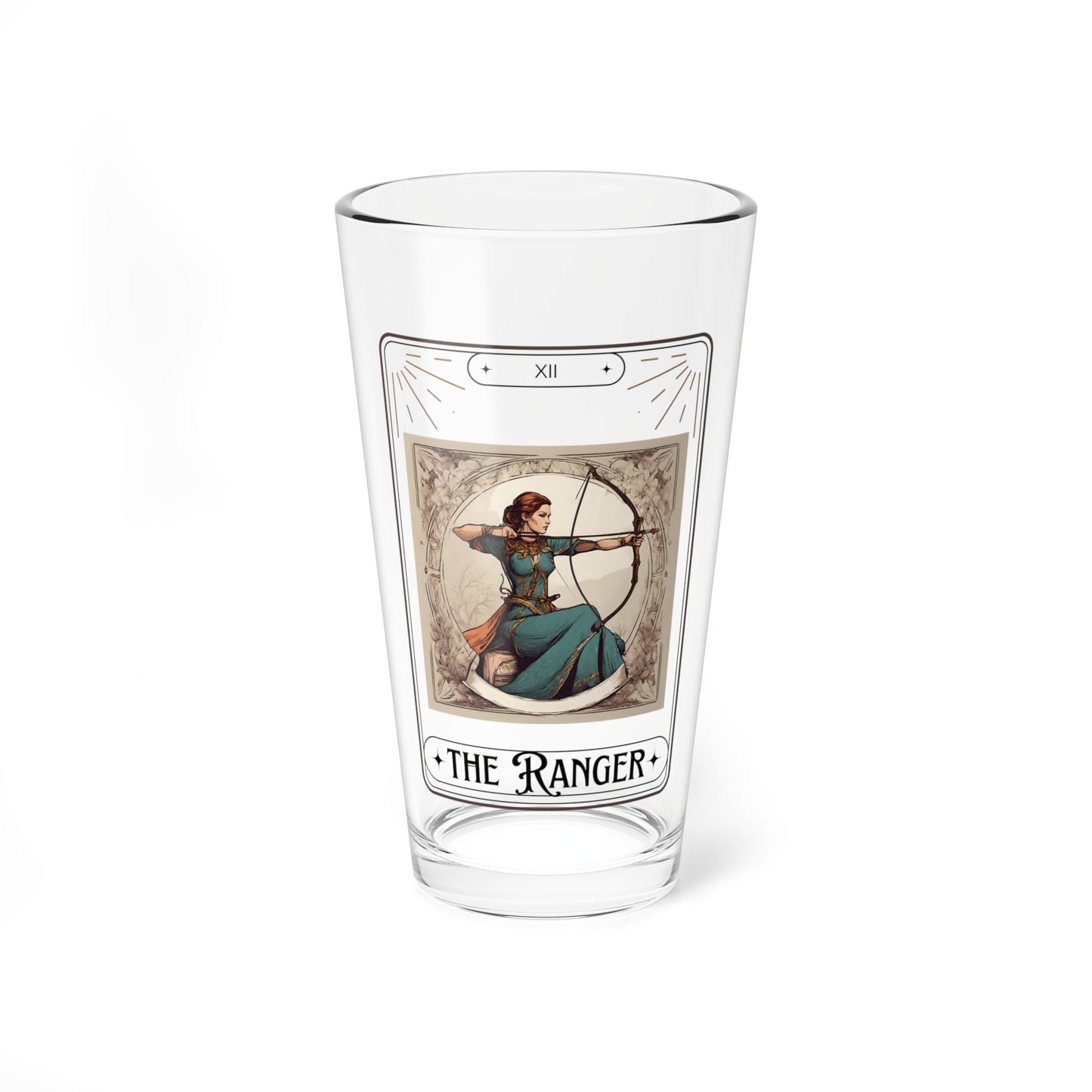 Dungeons and Dragons inspired "The Ranger" Tarot Pint Glass, 16oz, DnD Nerd, Dungeon Master Gift