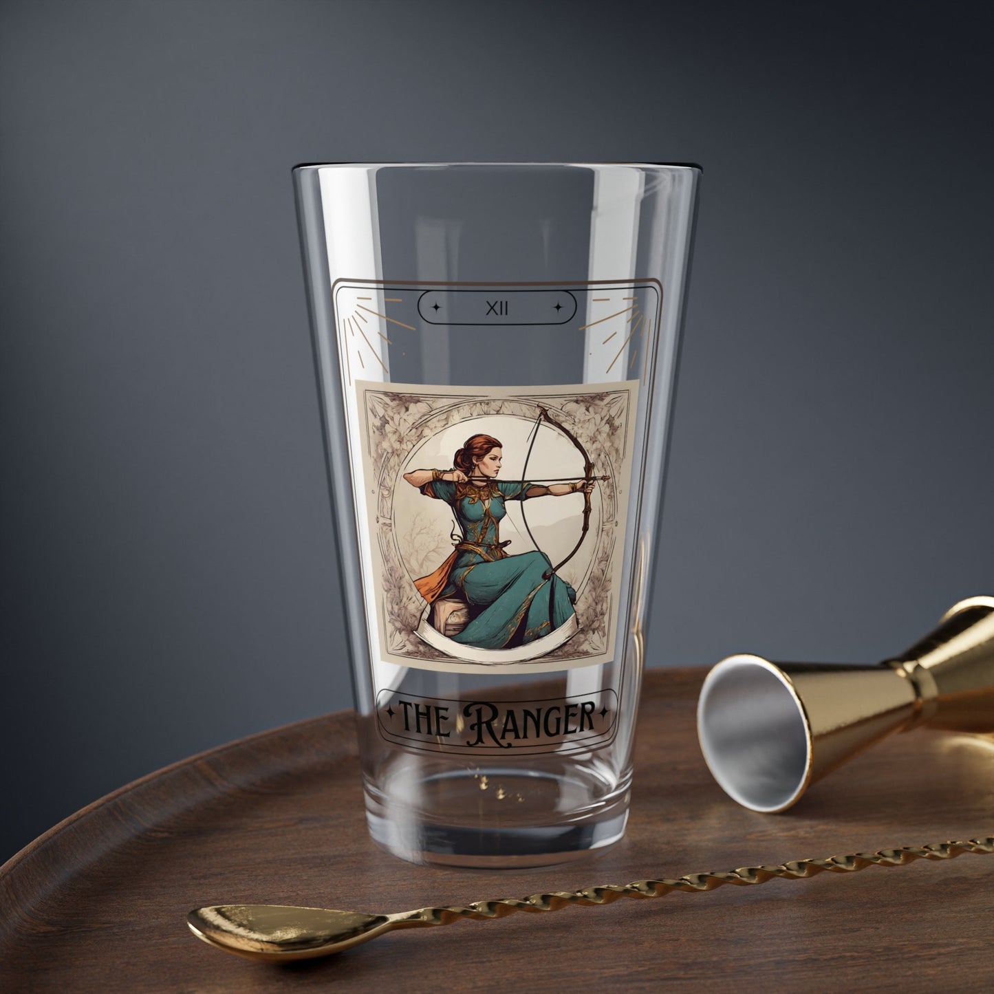 Dungeons and Dragons inspired "The Ranger" Tarot Pint Glass, 16oz, DnD Nerd, Dungeon Master Gift