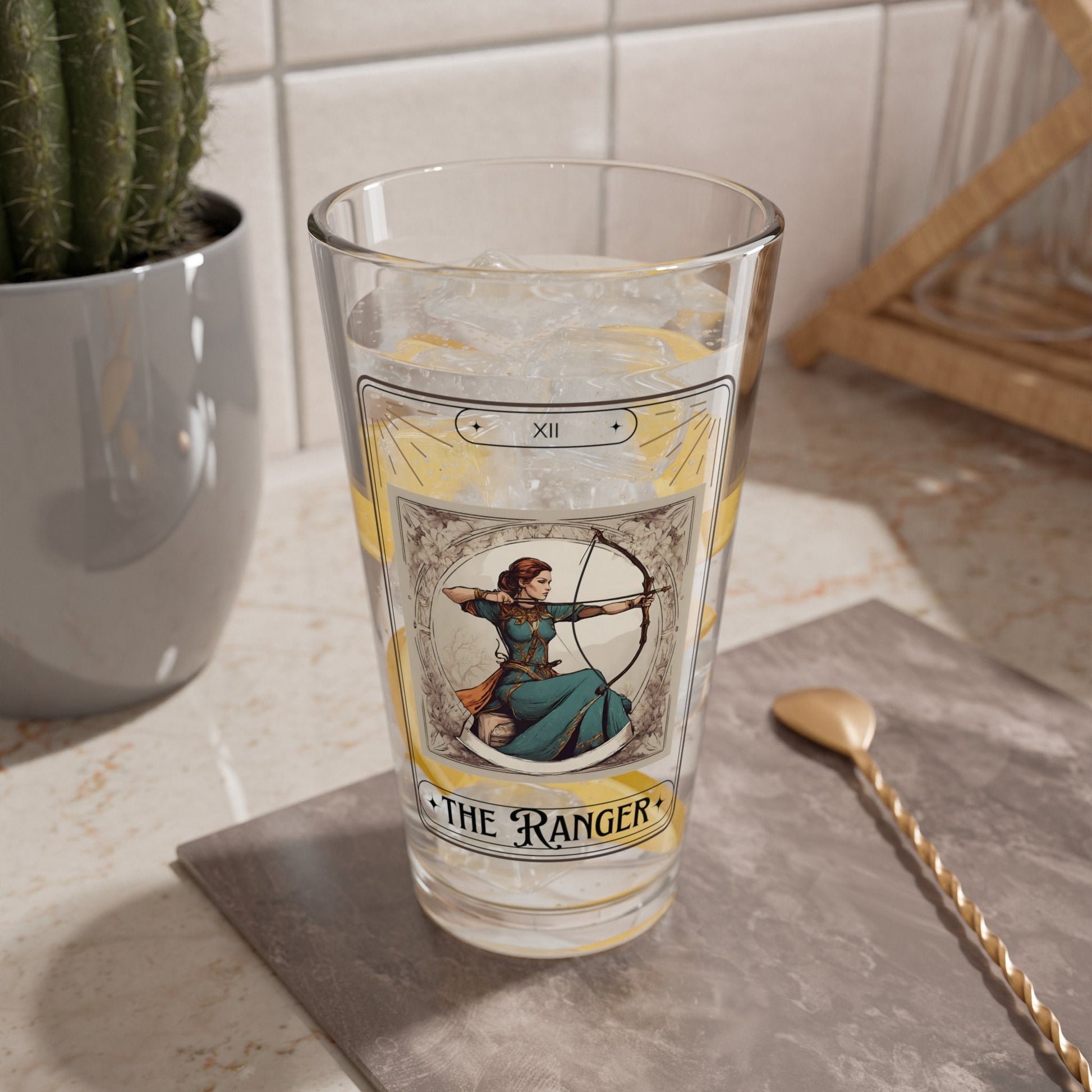 Dungeons and Dragons inspired "The Ranger" Tarot Pint Glass, 16oz, DnD Nerd, Dungeon Master Gift