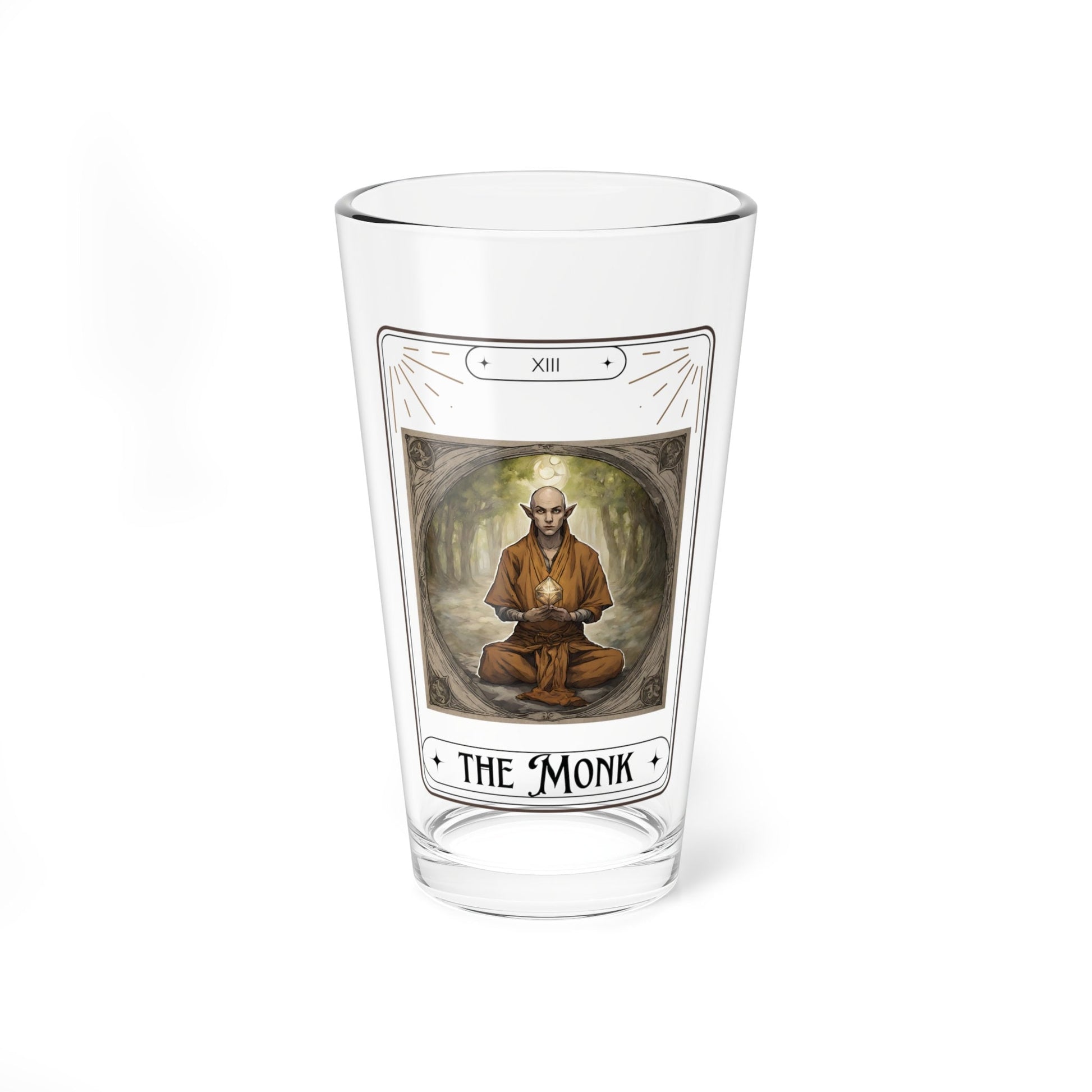 Dungeons and Dragons inspired "The Monk" Tarot Pint Glass, 16oz, DnD Nerd, Dungeon Master Gift