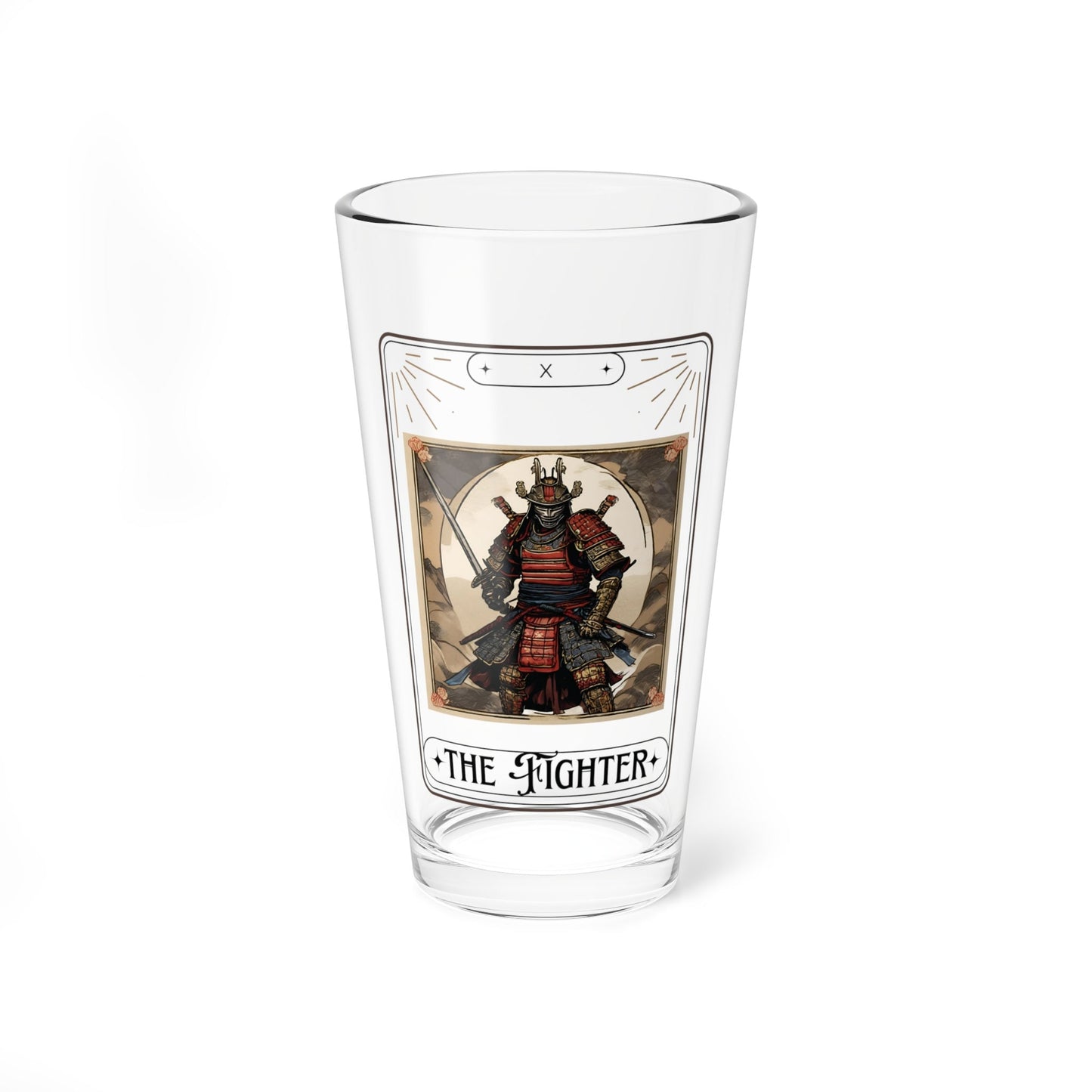 Dungeons and Dragons inspired "The Fighter" Tarot Pint Glass, 16oz, DnD Nerd, Dungeon Master Gift