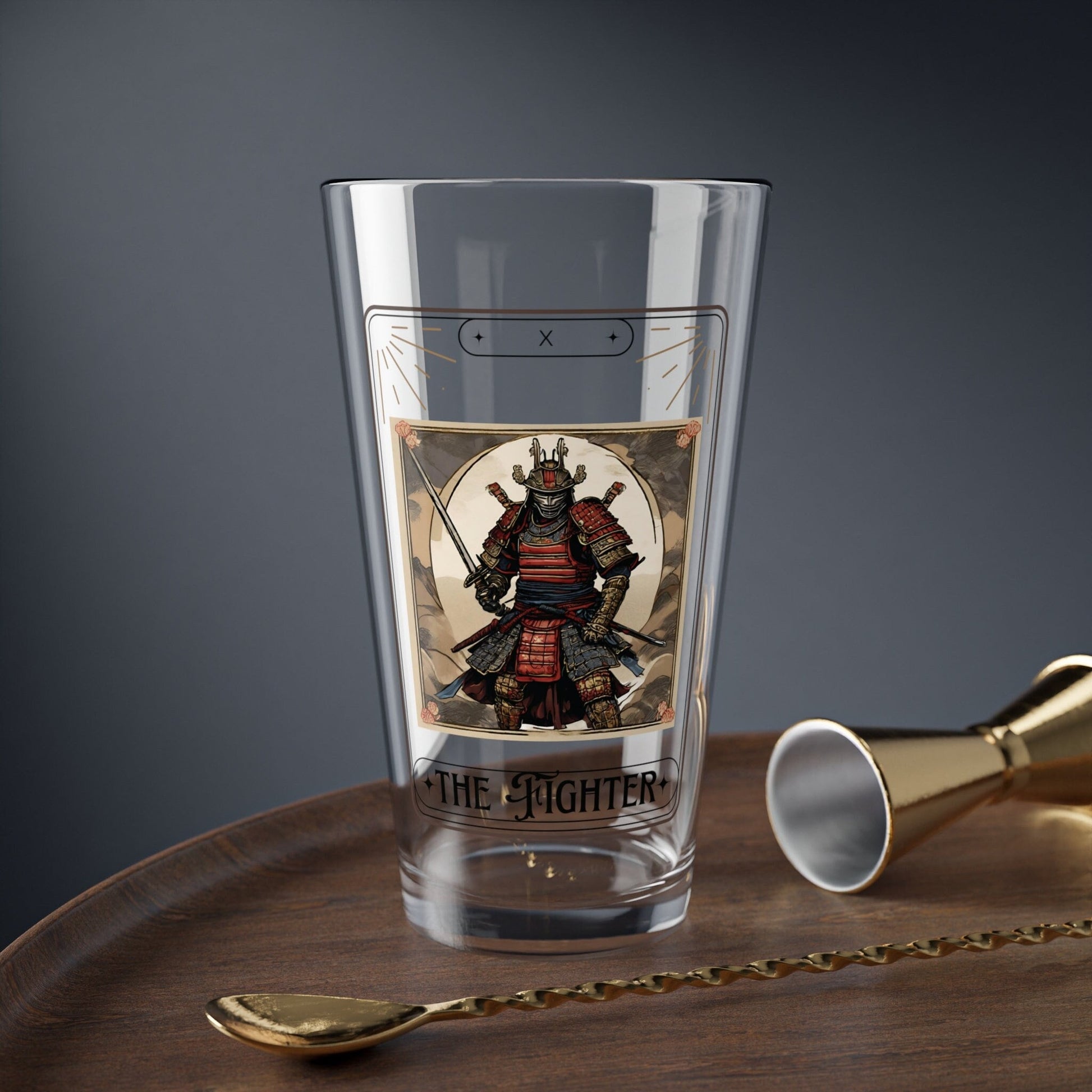 Dungeons and Dragons inspired "The Fighter" Tarot Pint Glass, 16oz, DnD Nerd, Dungeon Master Gift