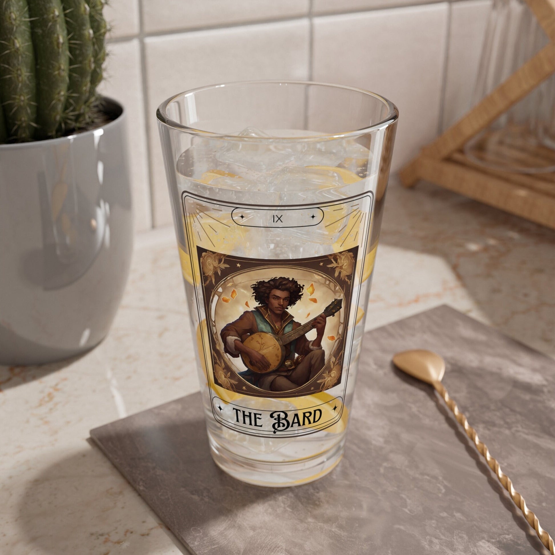 Dungeons and Dragons inspired "The Bard" Tarot Pint Glass, 16oz, DnD Nerd, Dungeon Master Gift