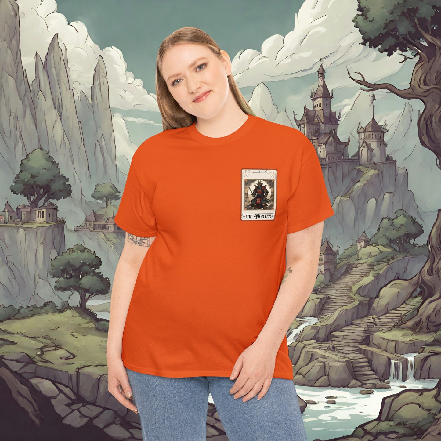 Dungeons and Dragons Inspired "The Fighter" Tarot Double Sided Shirt, Men's Women's, Class Tee for DnD, D&D Nerd Gift, Gamer Geek Gift