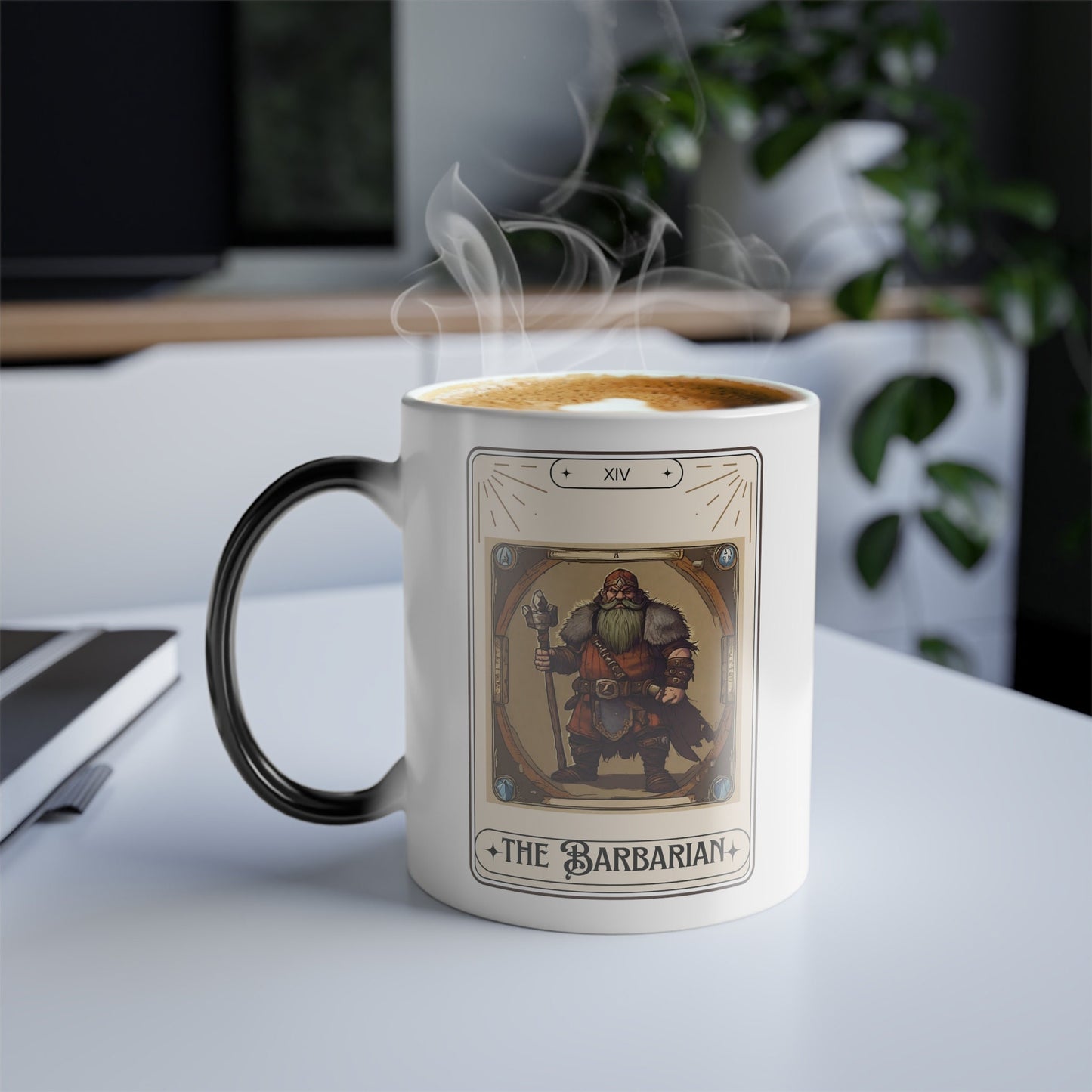 Dungeons & Dragons inspired "The Barbarian" Tarot Magical Color Changing Mug, DnD Nerd, Dungeon Master Gift, Color Morphing Mug, 11oz