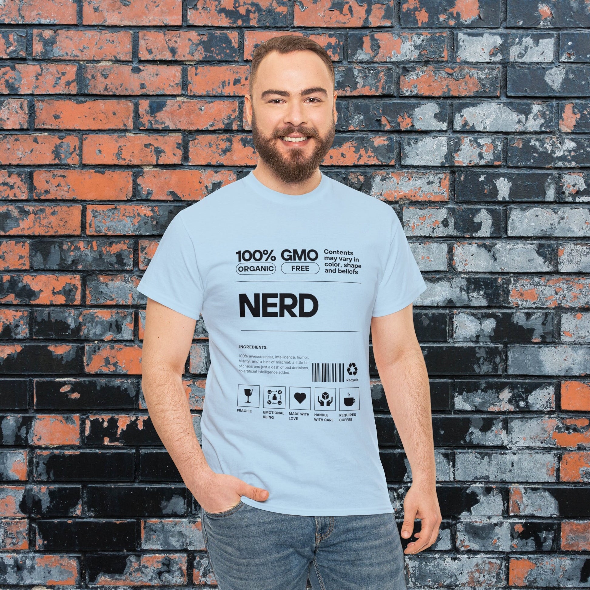 100% Nerd Label Funny Tee for Men Women, Gifts for Nerds, Geek Gifts