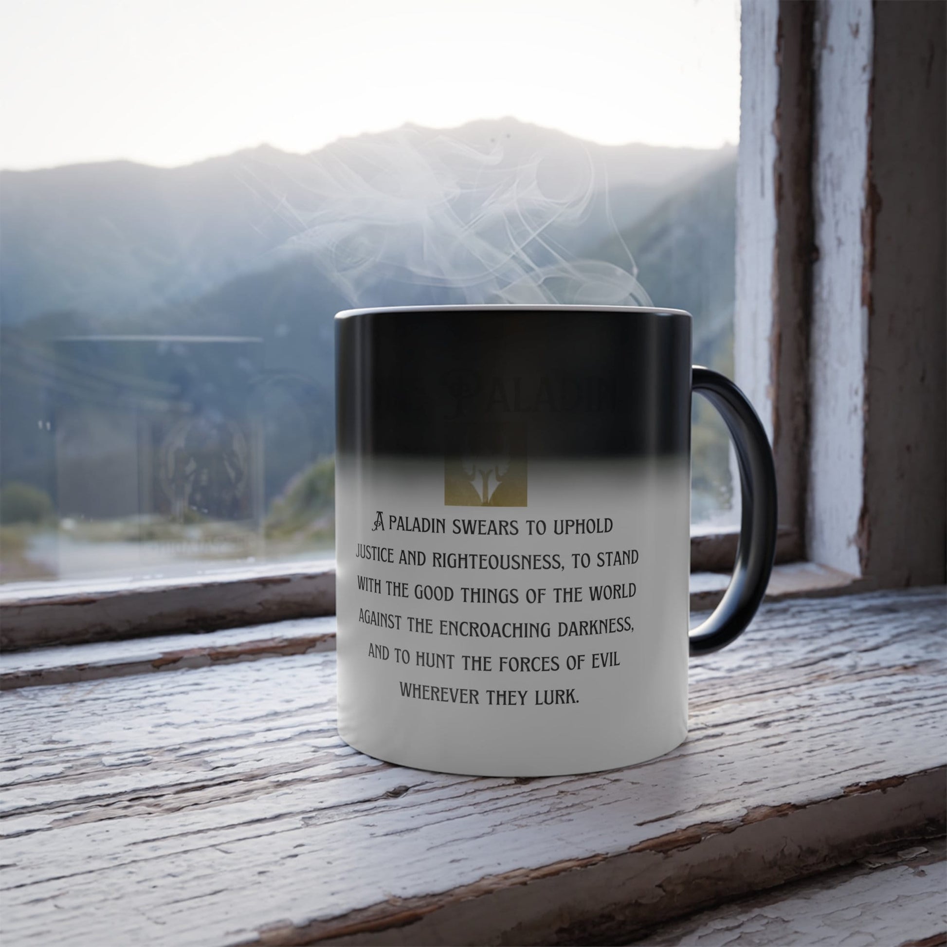 Dungeons and Dragons inspired "The Paladin" Tarot Color Morphing Mug, 11oz, DnD Nerd, Dungeon Master Gift