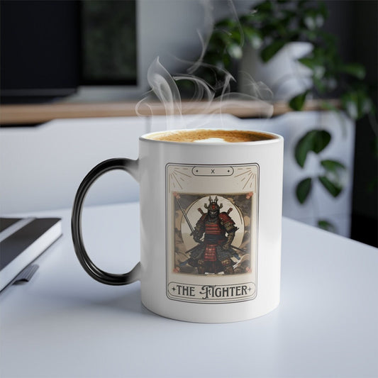 Dungeons and Dragons inspired "The Fighter" Tarot Color Morphing Mug, 11oz, DnD Nerd, Dungeon Master Gift