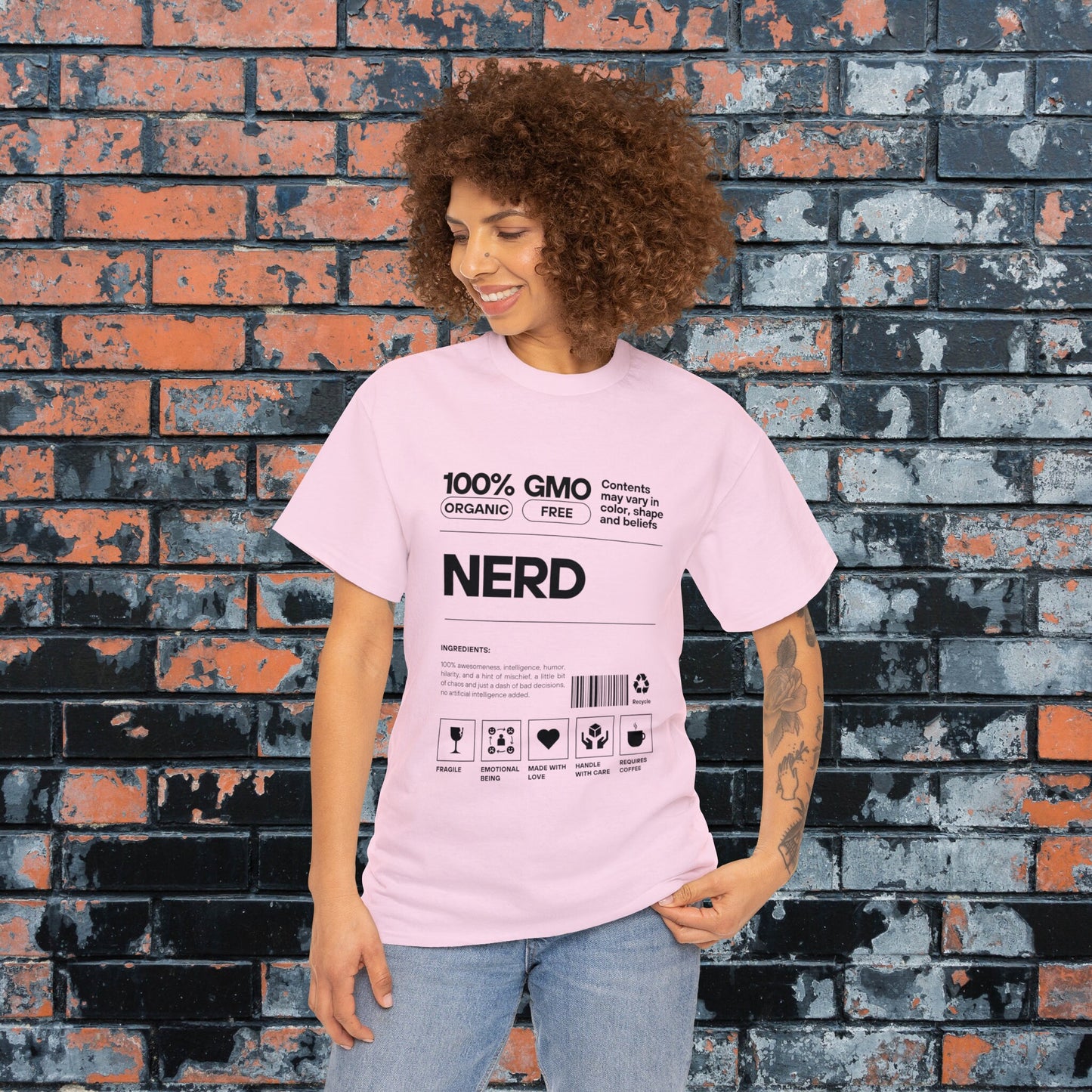 100% Nerd Label Funny Tee for Men Women, Gifts for Nerds, Geek Gifts