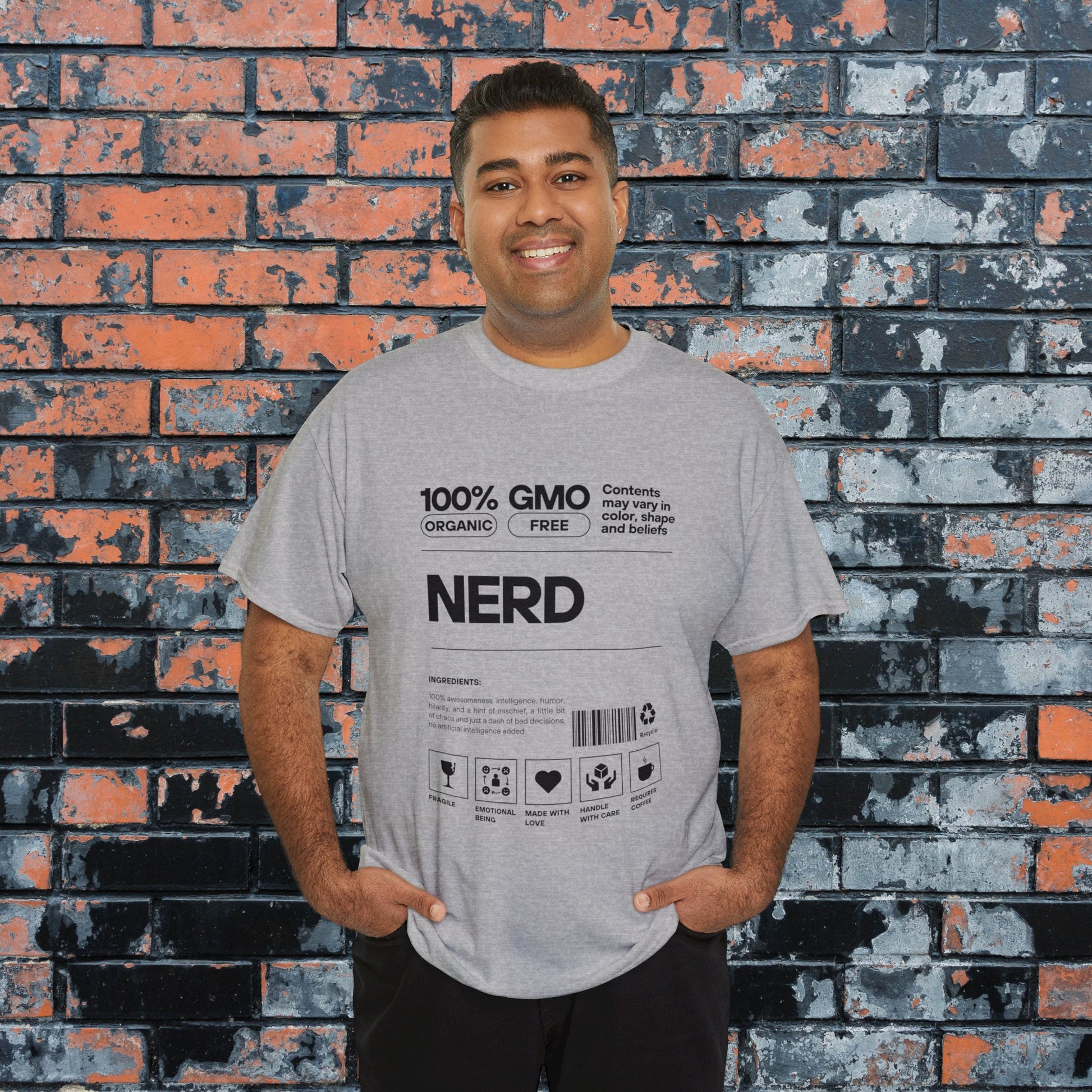 100% Nerd Label Funny Tee for Men Women, Gifts for Nerds, Geek Gifts