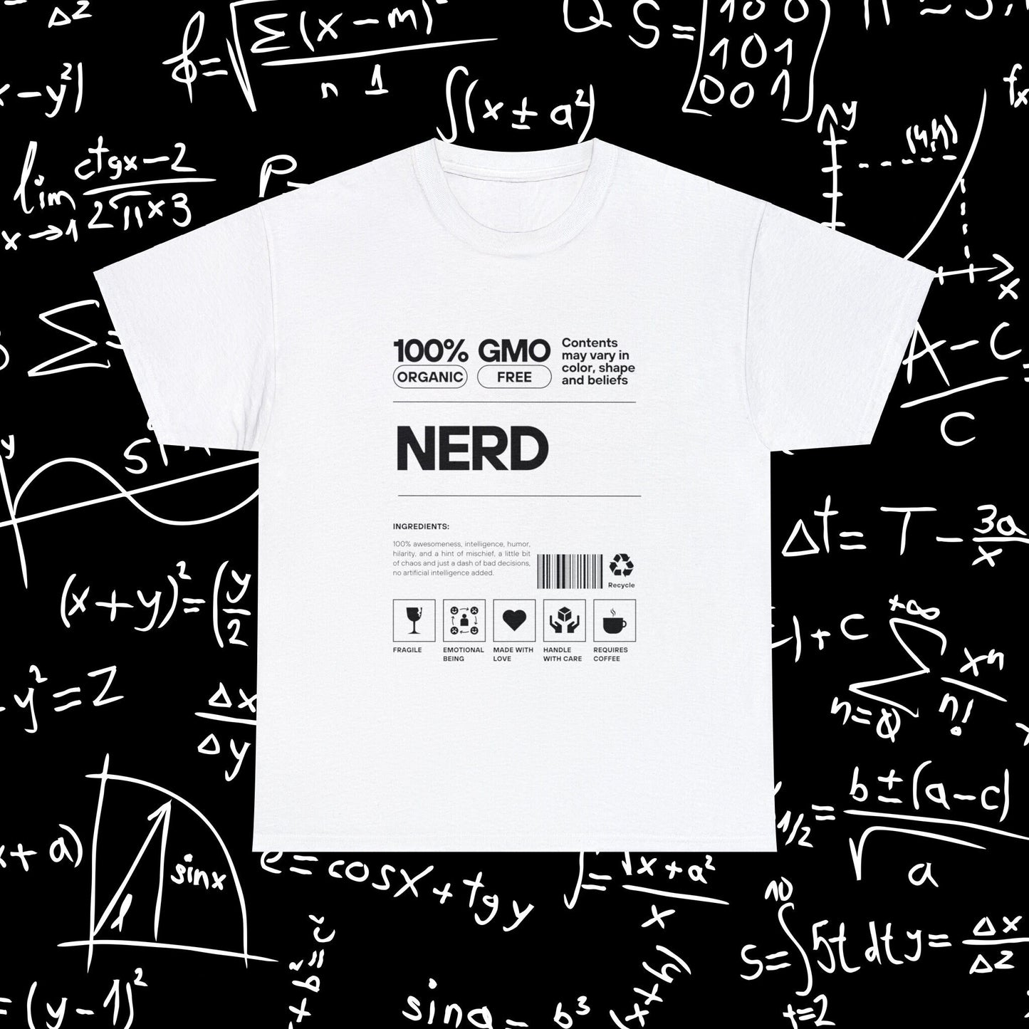 100% Nerd Label Funny Tee for Men Women, Gifts for Nerds, Geek Gifts