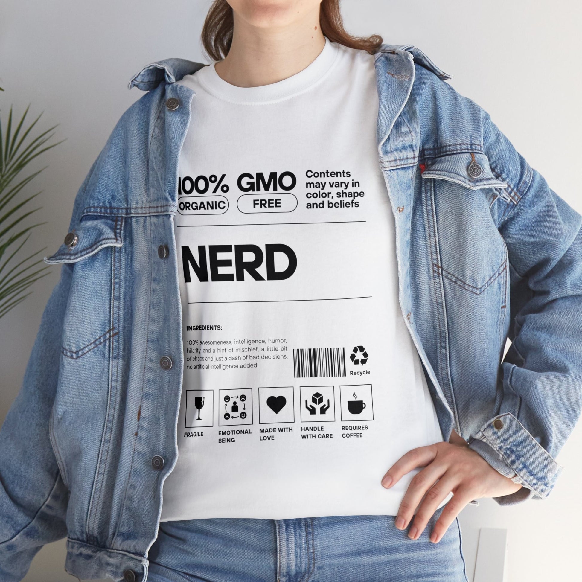 100% Nerd Label Funny Tee for Men Women, Gifts for Nerds, Geek Gifts