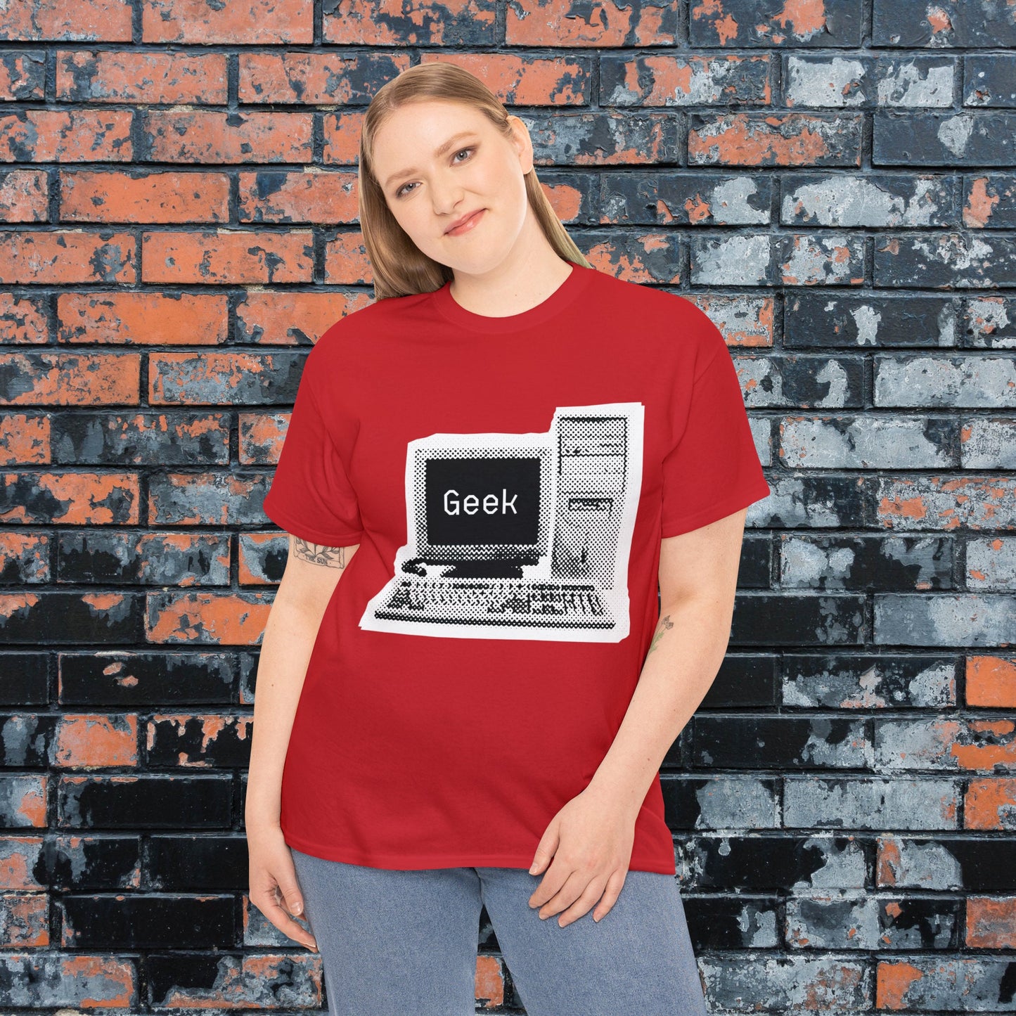 Computer Geek Pixel Design Men's Women's Unisex T-Shirt, Funny Tech Support Gift for Husband Dad, Funny Sys Admin Tee for Him