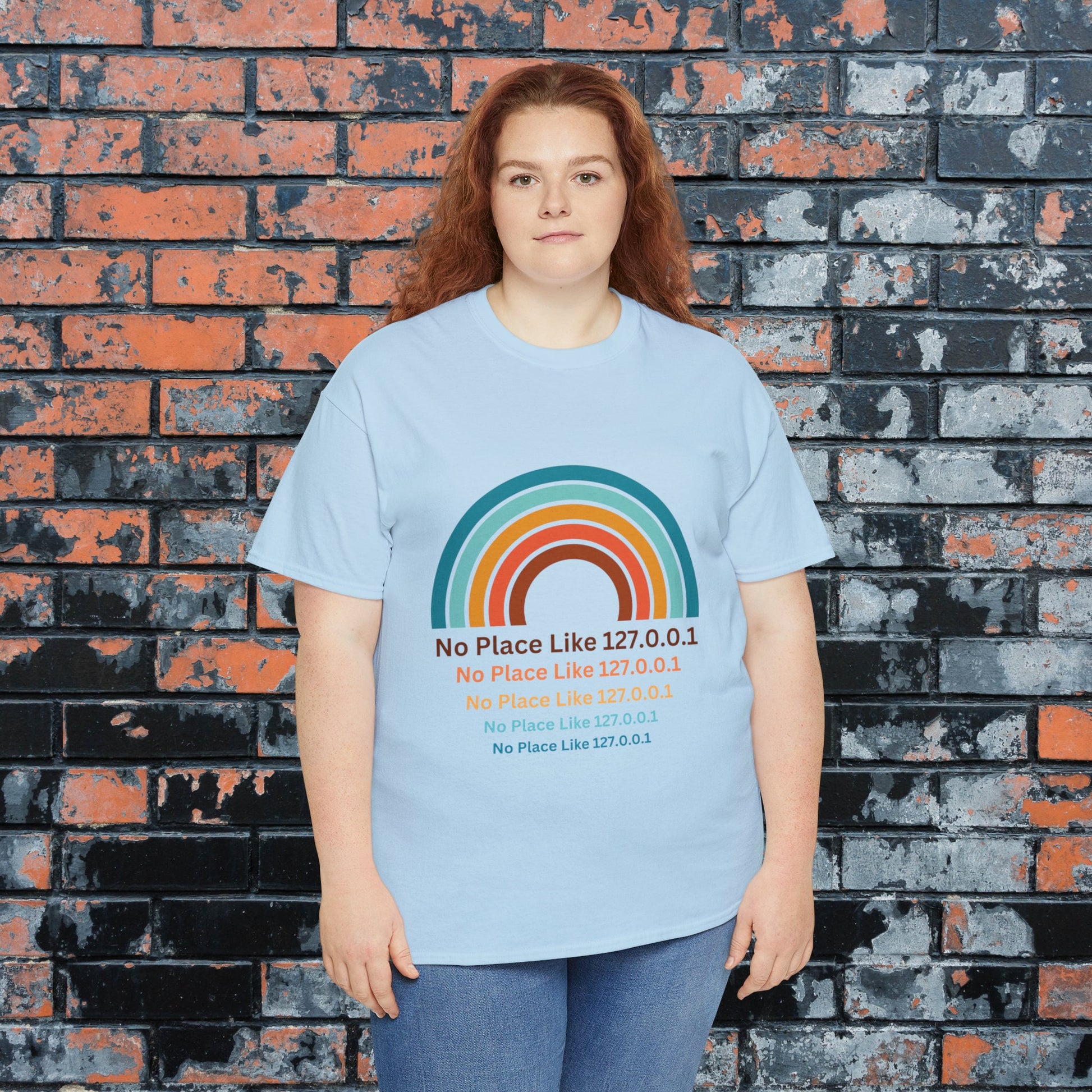 No Place Like 127.0.0.1 Retro Rainbow Men's Women's T-Shirt, Computer Nerd, Tech Support Gifts, Geek Gifts