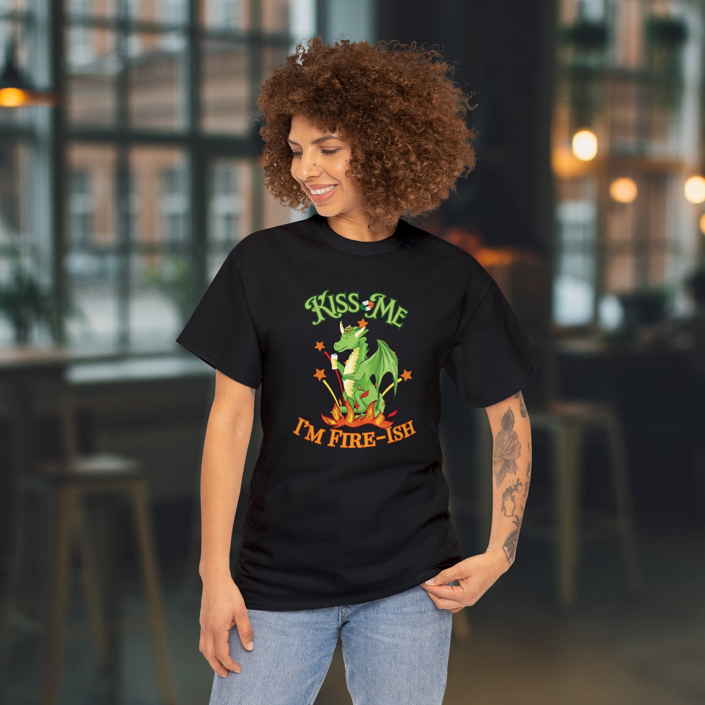 Kiss Me I'm Fire-ish Cute Dragon Saint Patrick's Day Shirt, St Paddy's for Nerds, Funny Irish Shirt