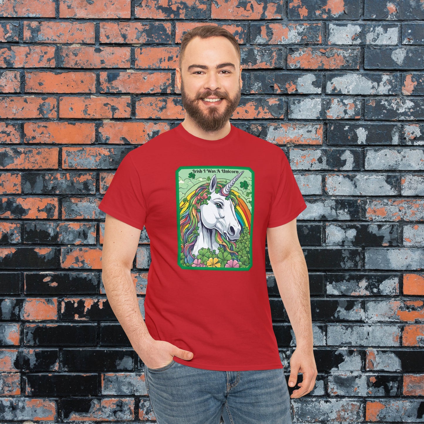 Irish I Was A Unicorn St. Patrick's Day Tee, Bright & Funny Rainbow Unicorn Shirt