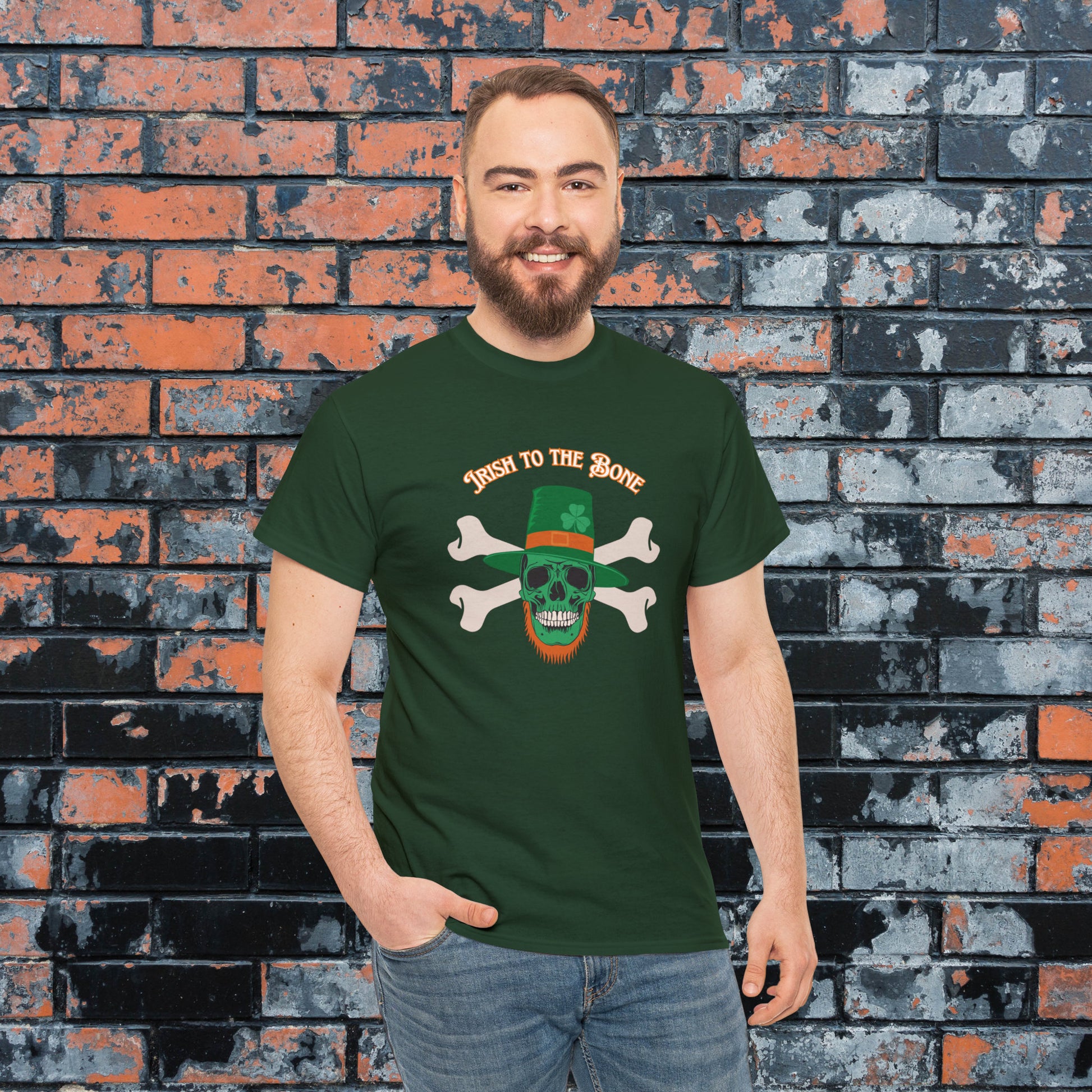 Irish To The Bone Skull & Crossbones St. Patrick's Day Tee, Funny Holiday Skull Shirt, St Paddy's Drinking Shirt