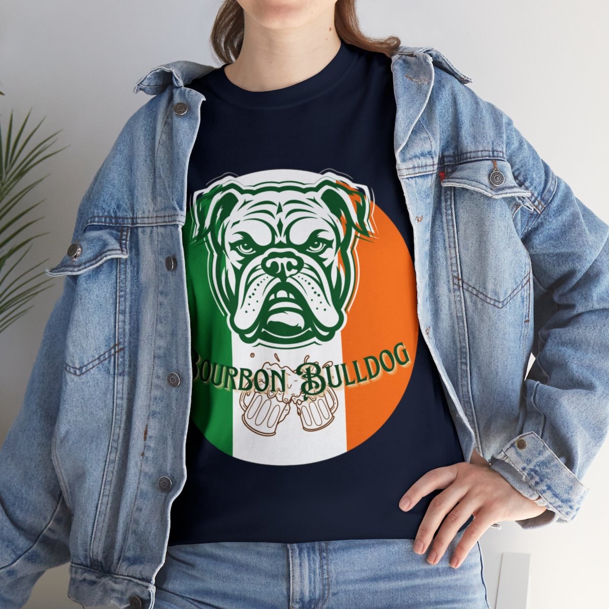 Bourbon Bulldog Saint Patricks Day Heavy Cotton Tee, Fun bar T-shirt, gift for friends, gift for him shirt