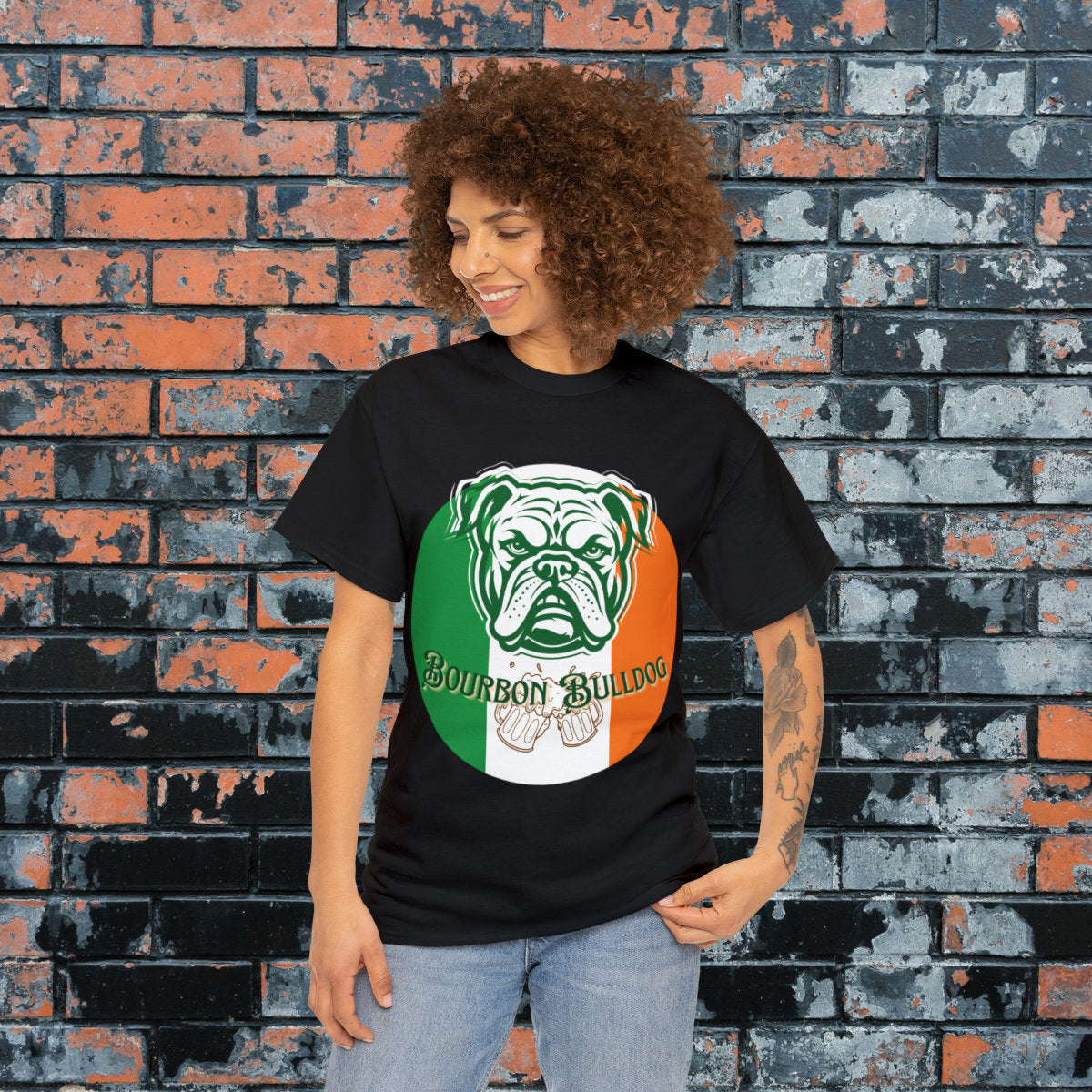 Bourbon Bulldog Saint Patricks Day Heavy Cotton Tee, Fun bar T-shirt, gift for friends, gift for him shirt