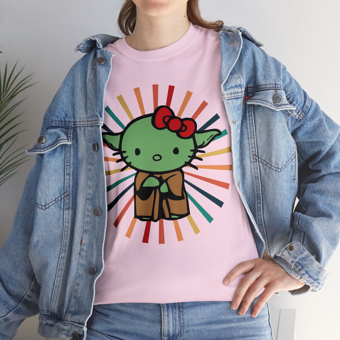 Cute Hello Kitty & Yoda Inspired Retro Graphic Tee, Gifts for Nerds, Star Wars Inspired Gifts