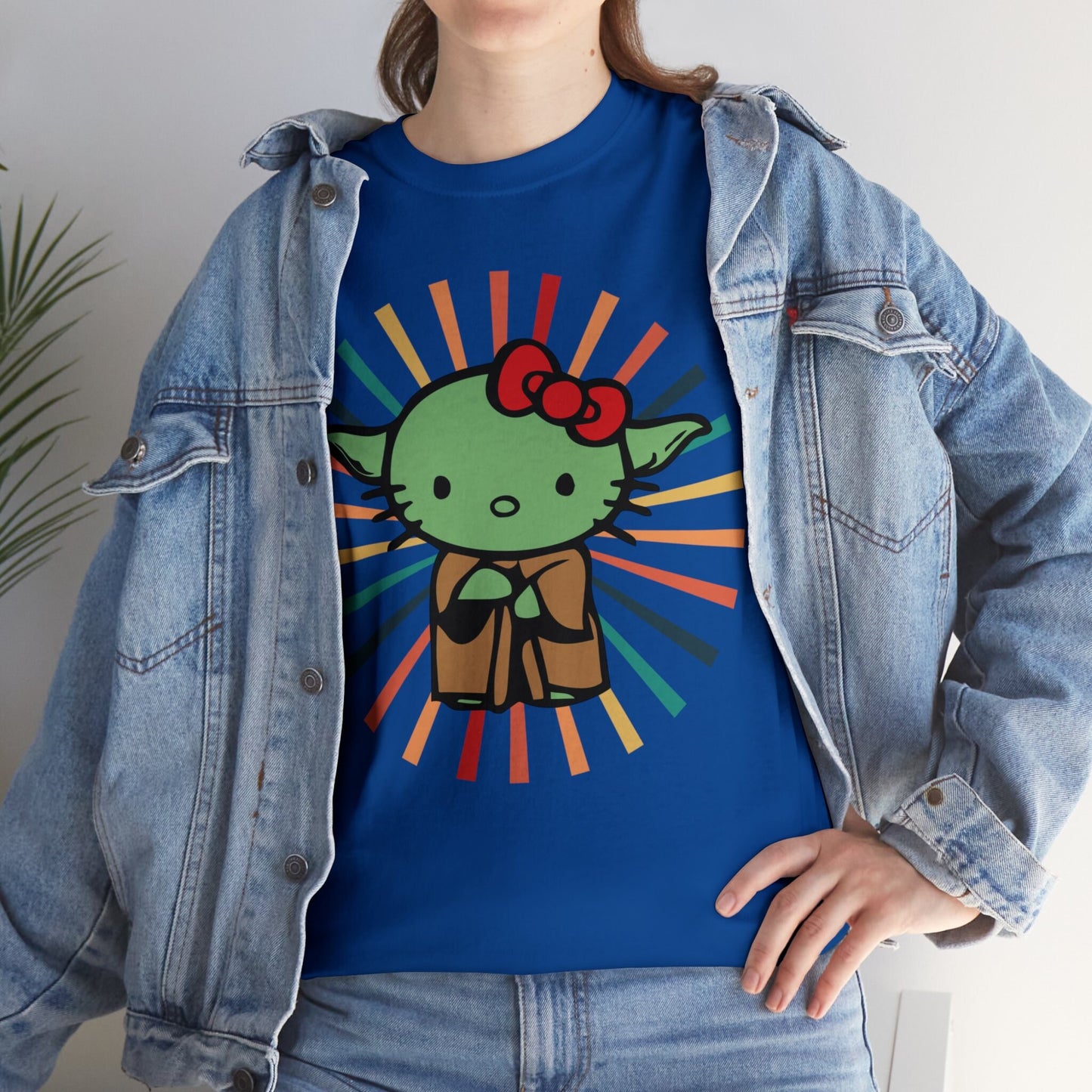 Cute Hello Kitty & Yoda Inspired Retro Graphic Tee, Gifts for Nerds, Star Wars Inspired Gifts