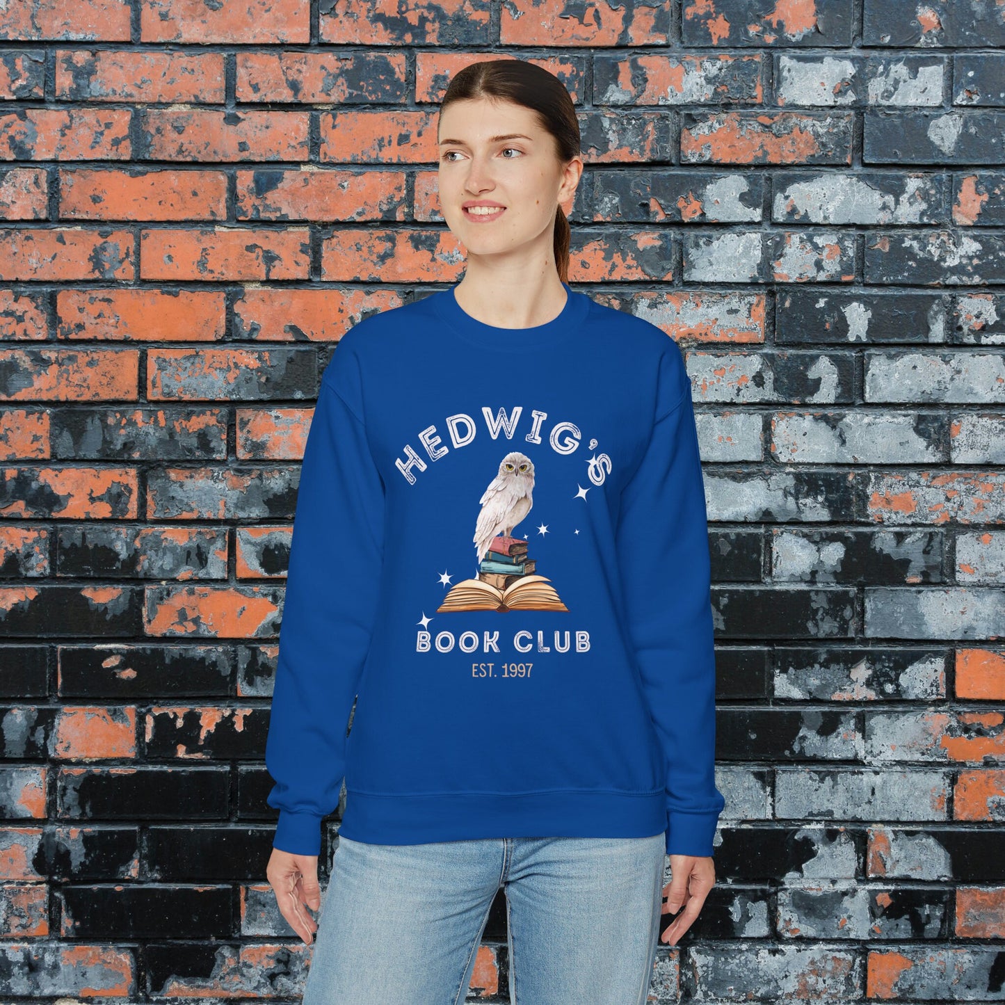 Hedwig's Book Club Est. 1997 Harry Potter Inspired Crewneck Sweatshirt, Universal Fantasy Book Worm Gifts