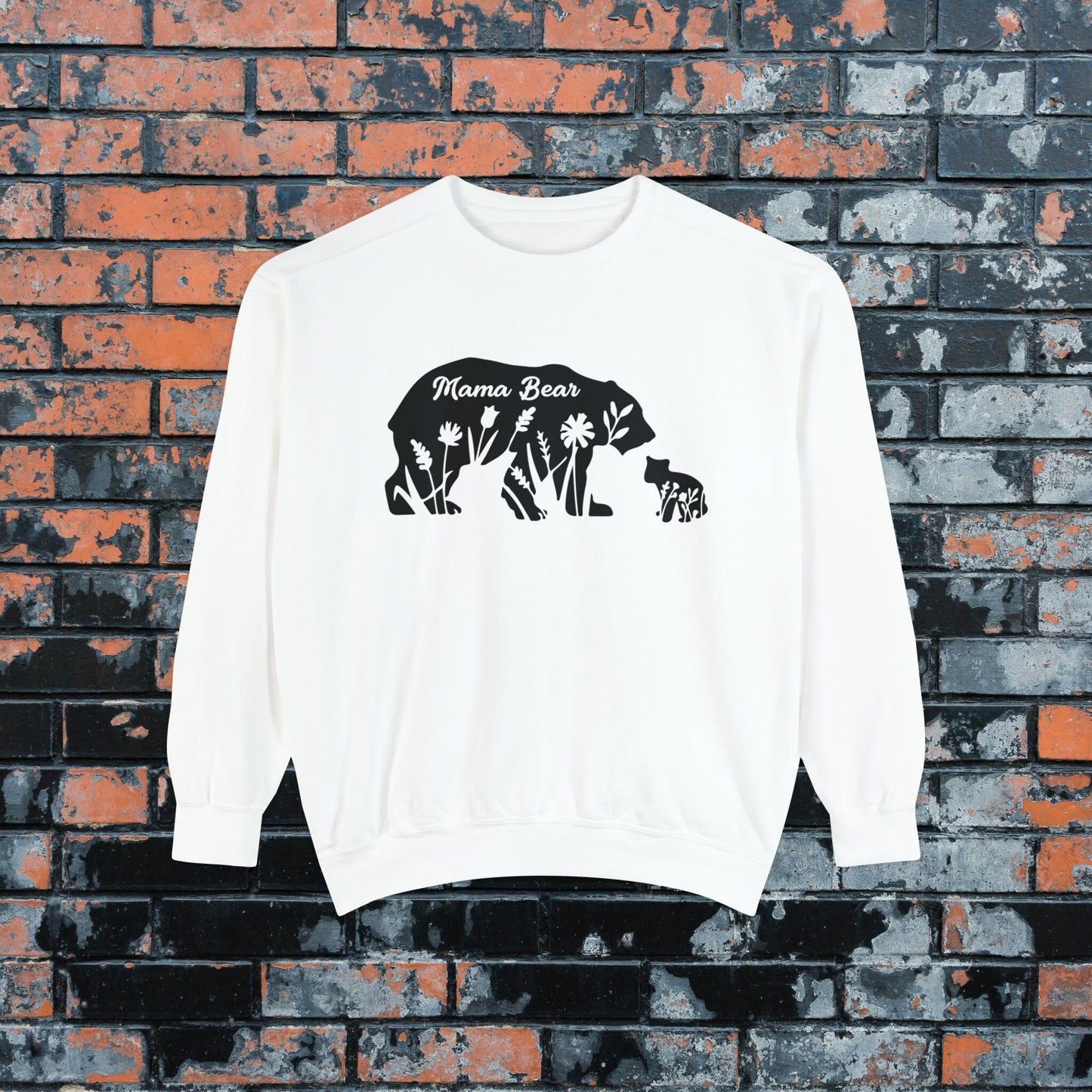 Beautiful Mama Bear & Cub Floral Inset Comfort Colors Sweatshirt, Perfect Mother's Day Gift