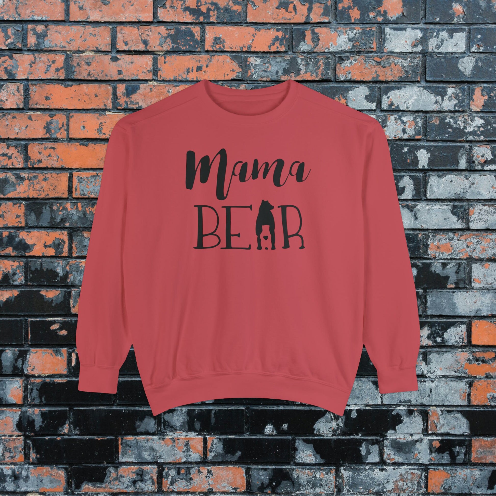 Adorable Mama Bear Sweatshirt, Cute Comfort Colors Mother's Day Bear & Cub Inset