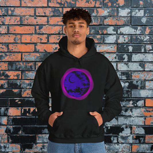 Death Star Solar Eclipse Hooded Sweatshirt, Dark Side Total Lunar Eclipse For SW Nerds & Sci Fi Geeks