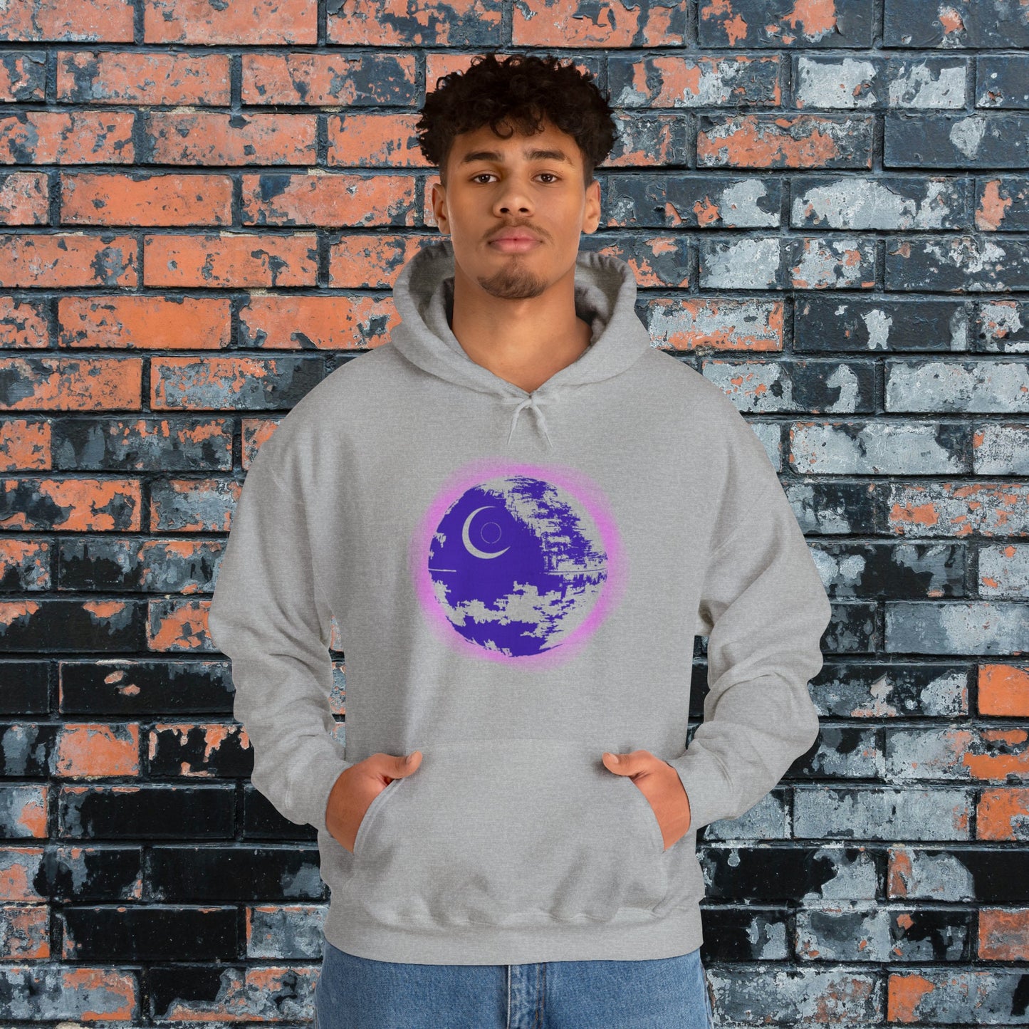 Death Star Solar Eclipse Hooded Sweatshirt, Dark Side Total Lunar Eclipse For SW Nerds & Sci Fi Geeks